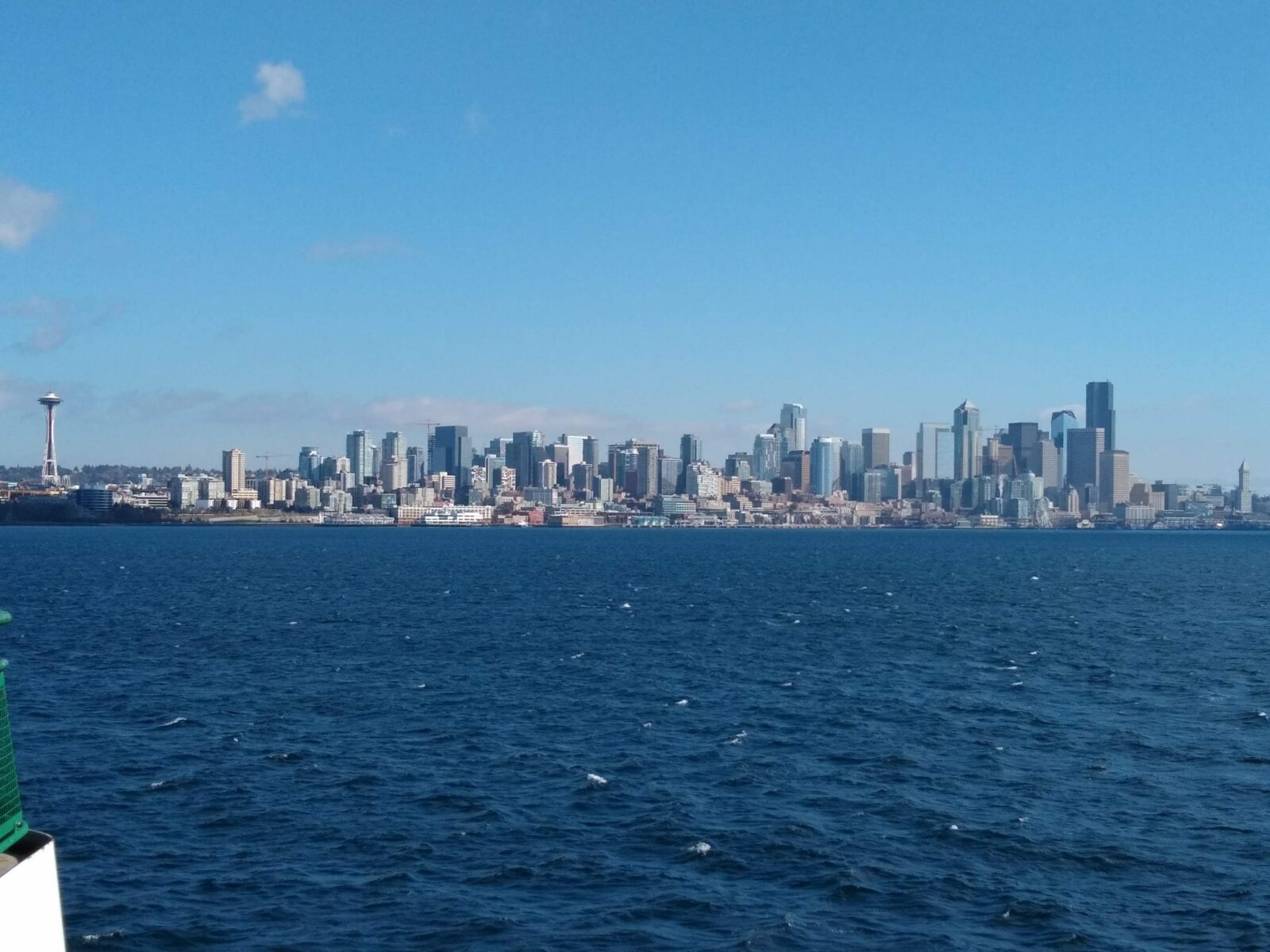 The view of downtown Seattle from the ferry