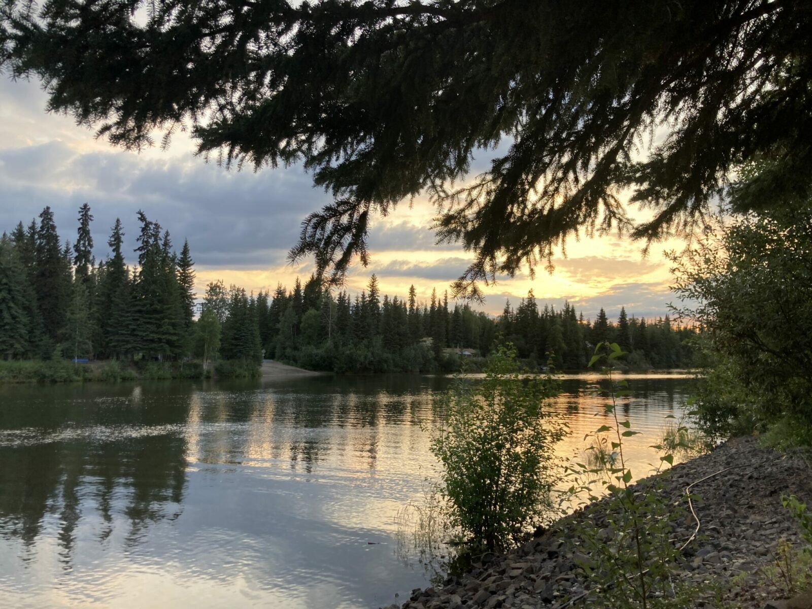 The Chena River in Fairbanks at sunset. 