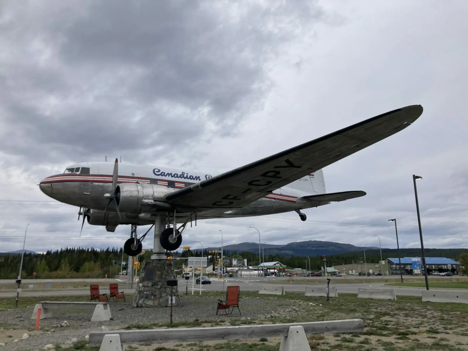 A DC 3 airplane converted into a wind vane